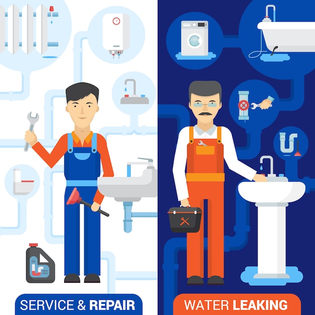 Gratis vector loodgieter reparatie dienst banner