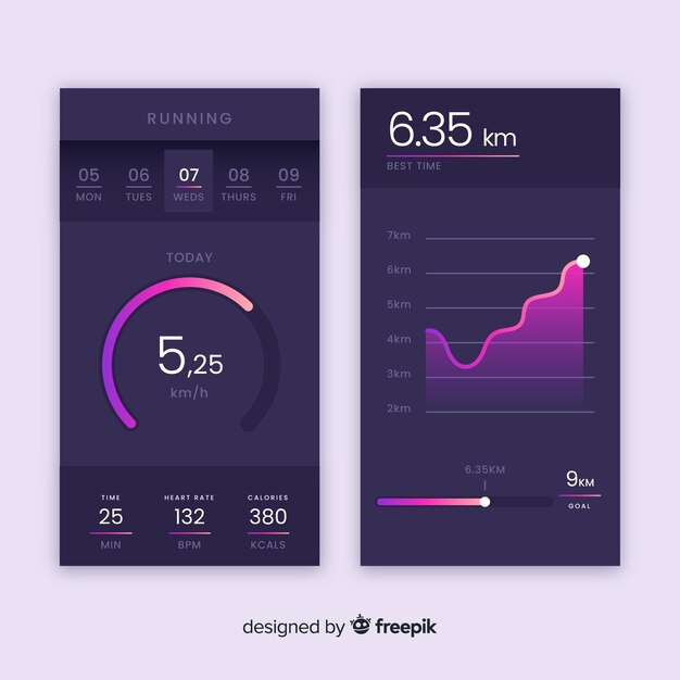 Lopend mobiel app infographic vlak ontwerp