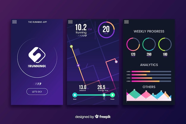 Lopend mobiel app infographic vlak ontwerp