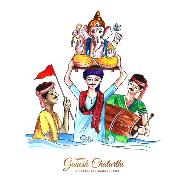 Lord ganesh chaturthi indian festival viering kaart achtergrond