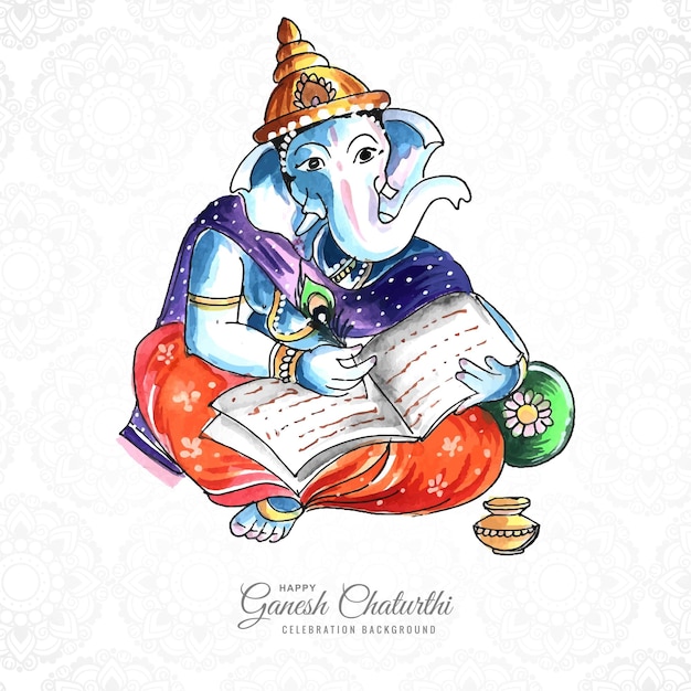 Lord ganesh chaturthi indiase festivalkaart achtergrond