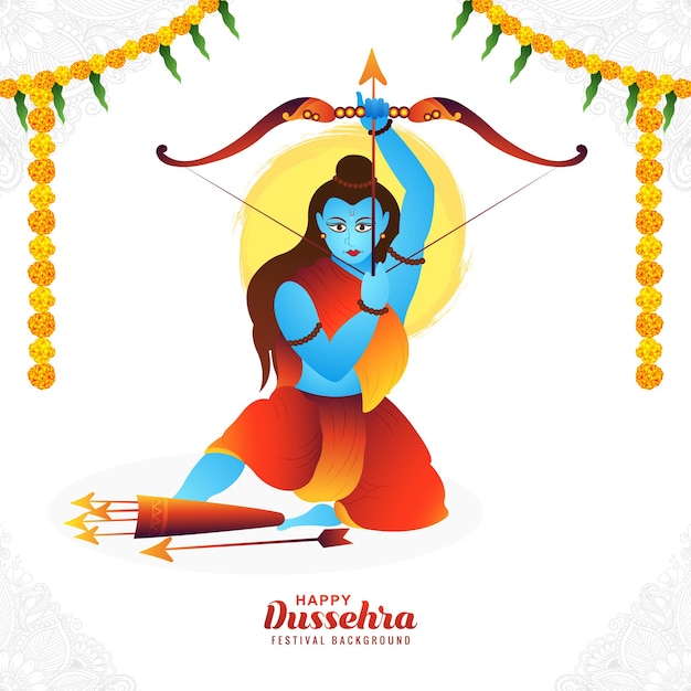 Lord rama happy dussehra festival wensen kaart illustratie festival achtergrond