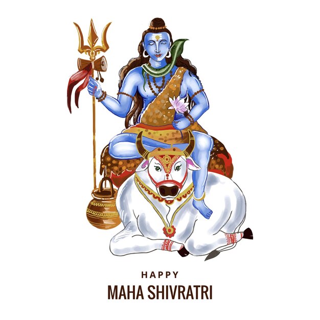 Lord Shiva Indiase god van het hindoeïsme voor Maha Shivratri kaart achtergrond