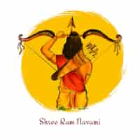 Gratis vector lord shree ram navami festival wenst kaart achtergrond