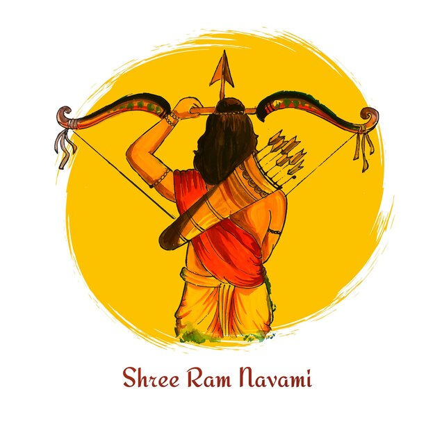 Lord shree ram navami festival wenst kaart achtergrond