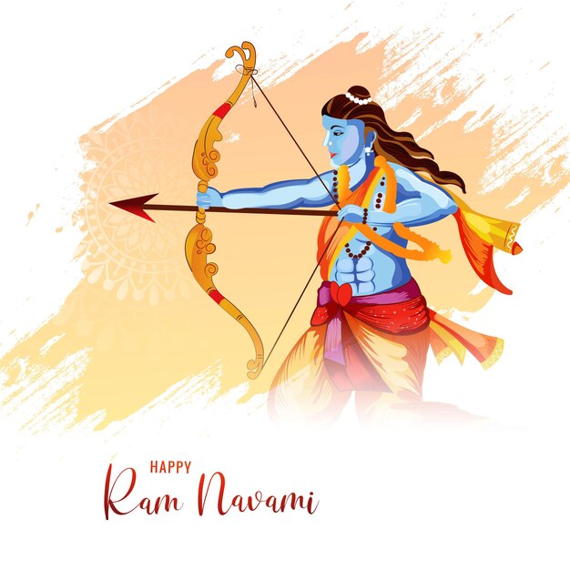 Gratis vector lord shree ram navami festival wenst kaart achtergrond