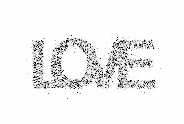 Gratis vector love particle word belettering. tekst. vectorontwerp.