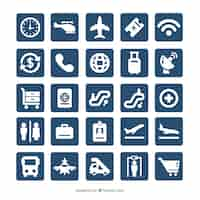 Gratis vector luchthaven iconen collectie