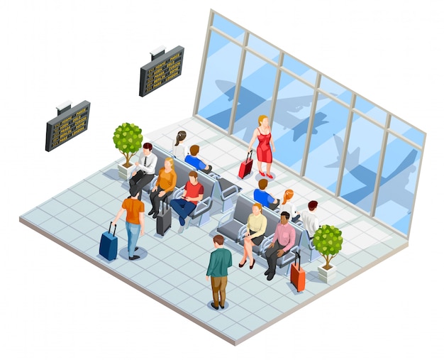 Gratis vector luchthaven waiting hall-samenstelling