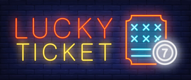 Gratis vector lucky ticket neon sign