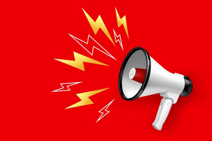 Gratis Vector luidspreker en megafoon met verlichting op rood