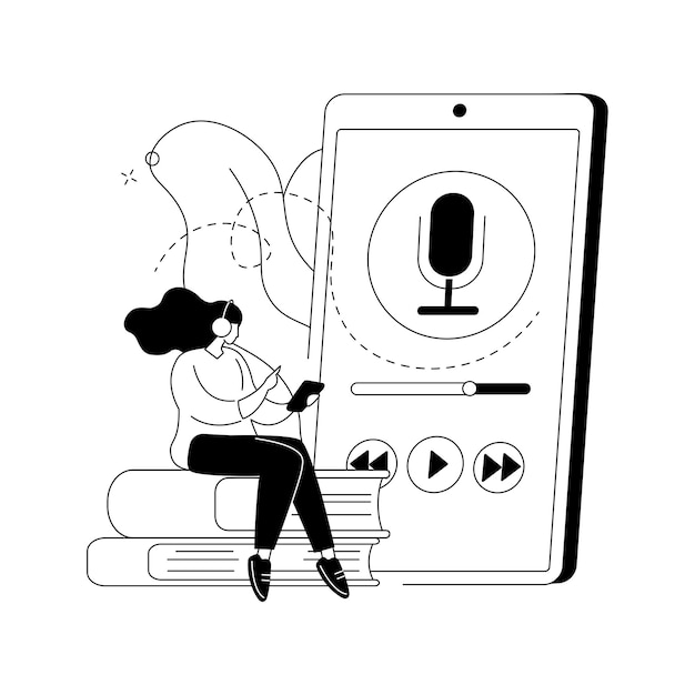 Luister naar podcasts abstract concept vectorillustratie Vrije tijd in covid2019 quarantaine Audioprogramma's educatieve podcasts radioshow bingelisten interview abstracte metafoor