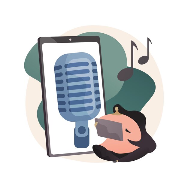 Gratis vector luister naar podcasts abstracte concept illustratie. vrije tijd in quarantaine van covid-2019