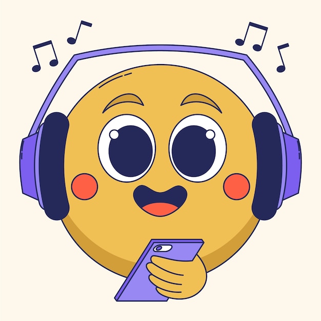 Gratis vector luisteren naar muziek emoji illustratie