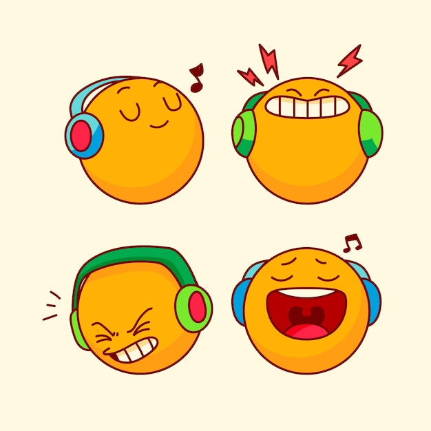 Gratis vector luisteren naar muziek emoji illustratie