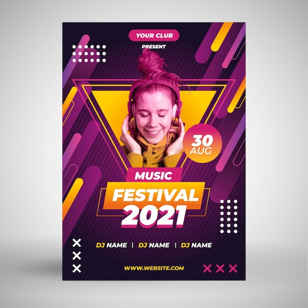 Gratis vector luisteren naar muziek evenement poster sjabloon