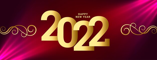 Luxe 2022 nieuwjaar gouden banner met lichteffect