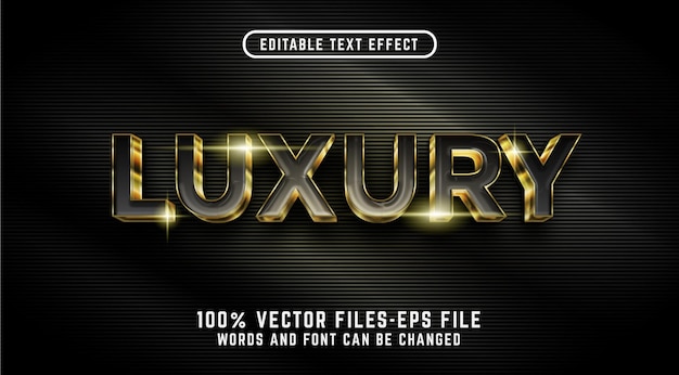 Luxe 3d-teksteffect. bewerkbaar teksteffect met premium vectoren in gouden stijl Premium Vector