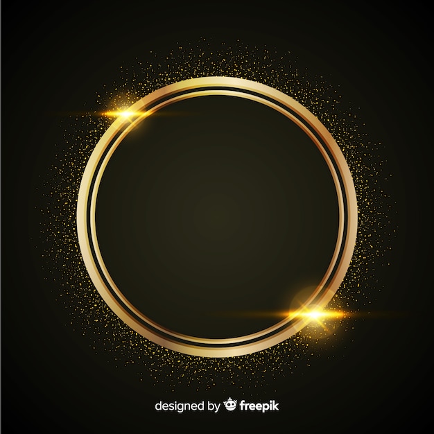 Luxe achtergrond met gouden deeltjes en afgeronde cirkel frame