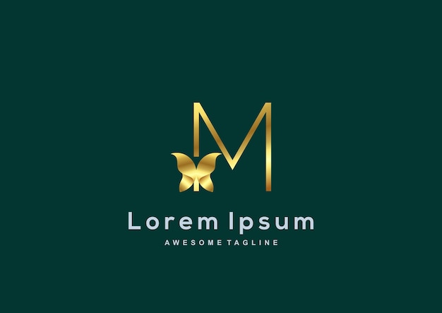 Luxe bedrijfsletter M gouden kleur logo sjabloon
