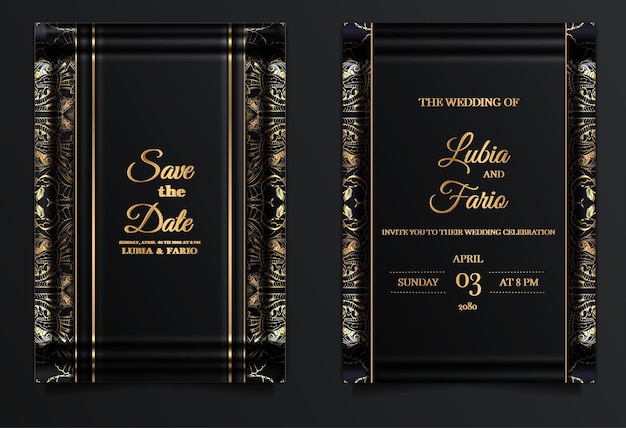 Luxe bruiloft uitnodiging kaart ontwerp set mockup