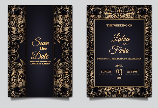 Luxe bruiloft uitnodigingskaarten mockup