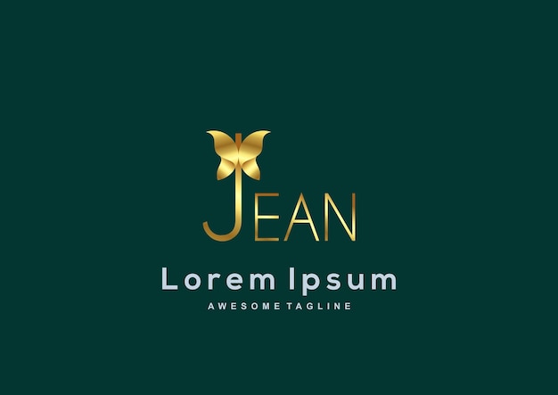 Gratis vector luxe company jean gouden kleur logo sjabloon