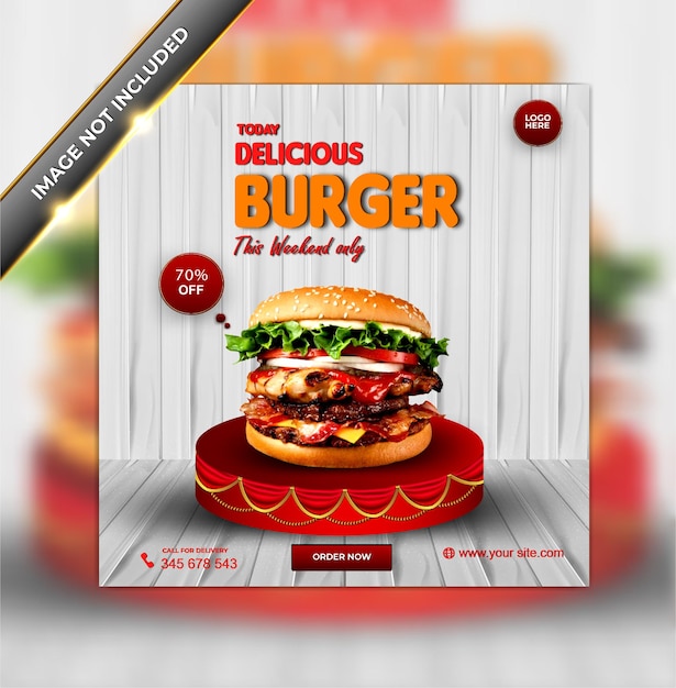 Luxe eten menu heerlijke hamburger social media banner sjabloon set