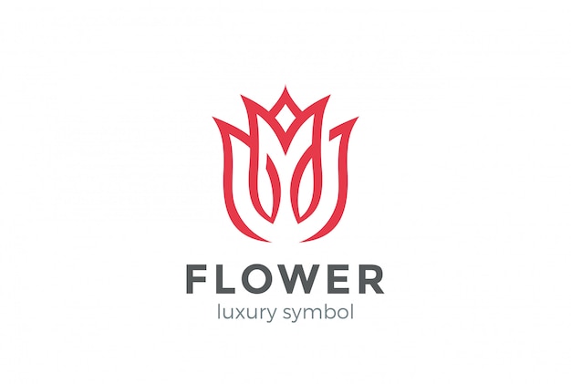 Luxe Fashion Flower Logo abstract lineaire stijl. Looped Tulip Rose Lines Logo ontwerpsjabloon