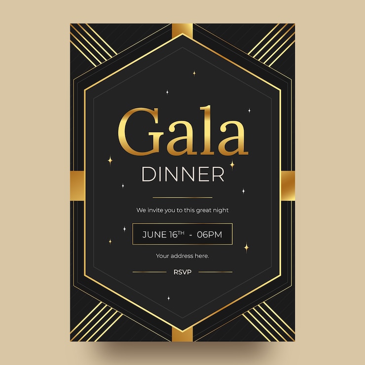 Gratis Vector luxe galadiner sjabloonontwerp