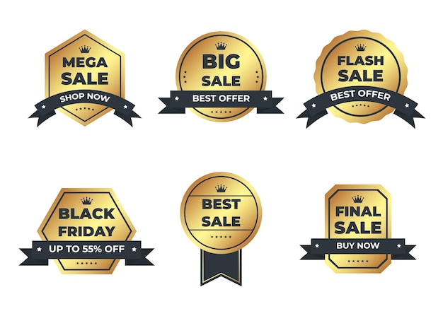 Gratis vector luxe gouden badges en labels van premium kwaliteit