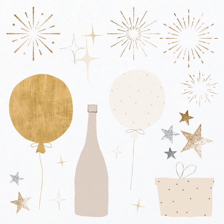 Gratis Vector luxe gouden feestelijke elementenset