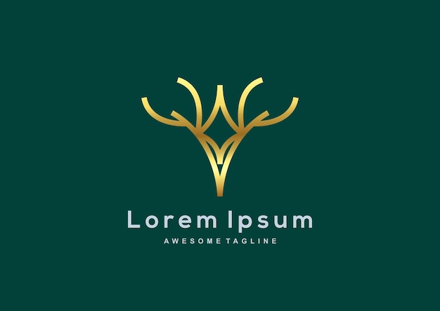 Luxe herten gouden kleur logo sjabloon