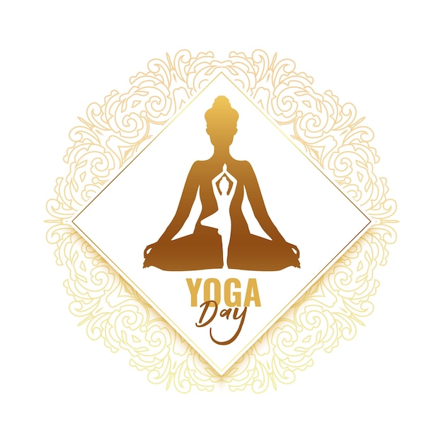 Gratis vector luxe internationale yogadag achtergrond voor rust en welzijn