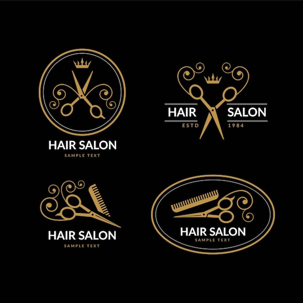 Gratis vector luxe kapsalon logo collectie