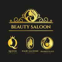 Gratis vector luxe kapsalon logo-collectie