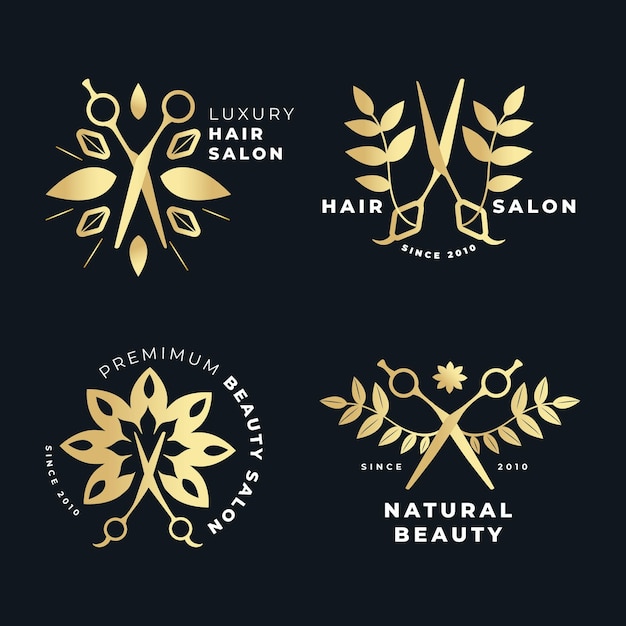 Gratis vector luxe kapsalon logo-collectie