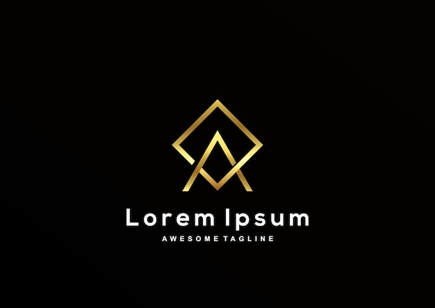 Luxe Letter A-doos met goudkleurig logo-sjabloon