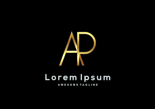 Luxe letter A en P met gouden kleur logo sjabloon