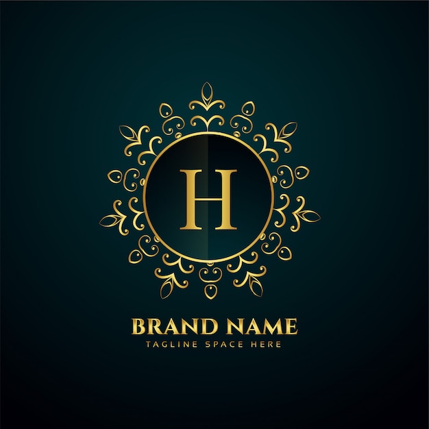 Luxe letter h oranmental gouden logo