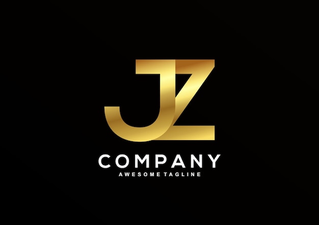Luxe letter J en Z met gouden kleur logo sjabloon