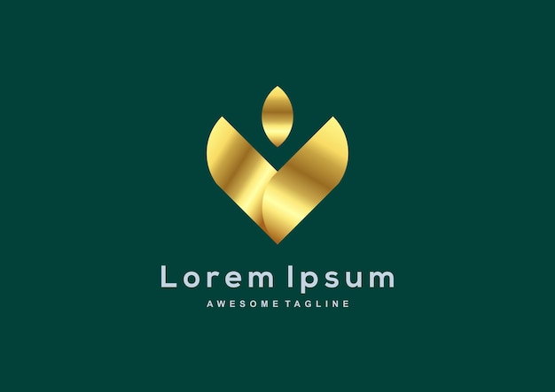 Gratis vector luxe letter v gouden kleur logo sjabloon