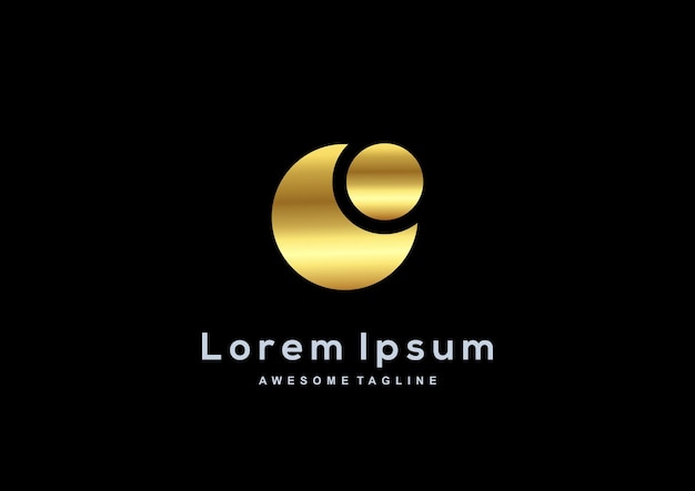 Luxe maan cirkel gouden kleur logo sjabloon