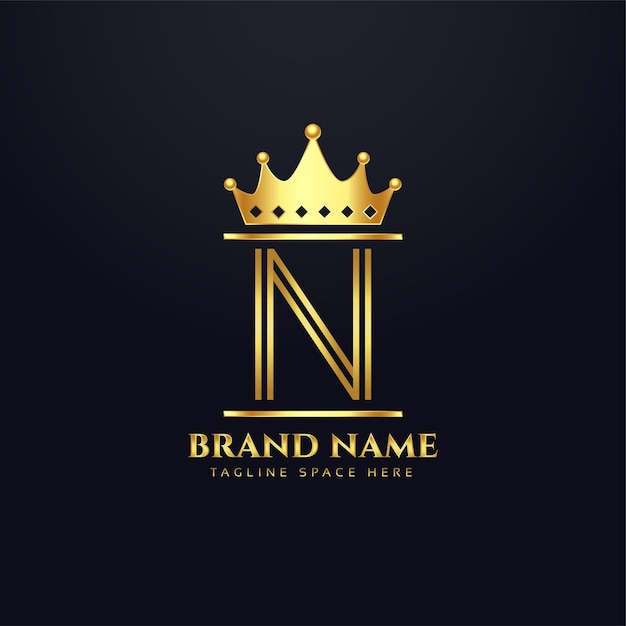 Luxe merklogo voor letter N met kroon