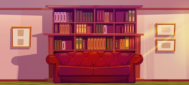 Gratis vector luxe oude woonkamer of bibliotheek interieur boeken