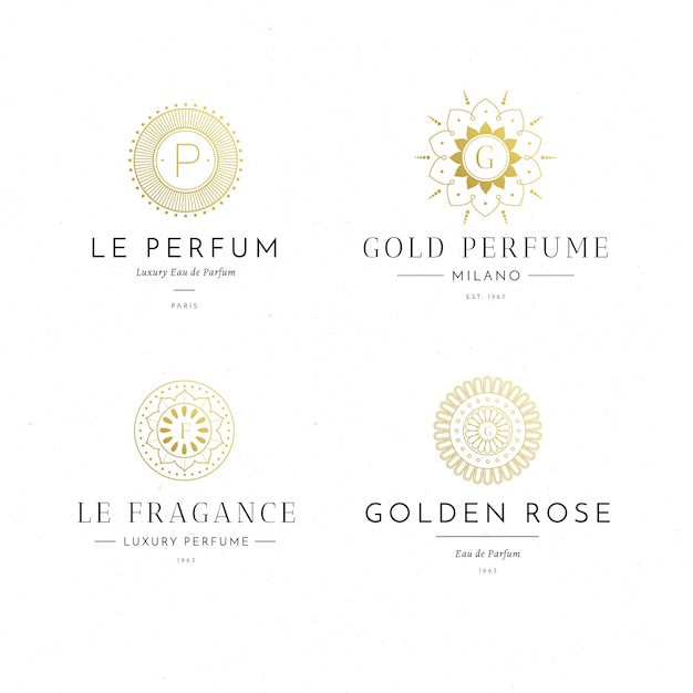 Gratis vector luxe parfum logo collectie