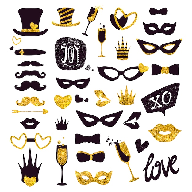 Gratis vector luxe partij maskers en een aanvulling op collectie