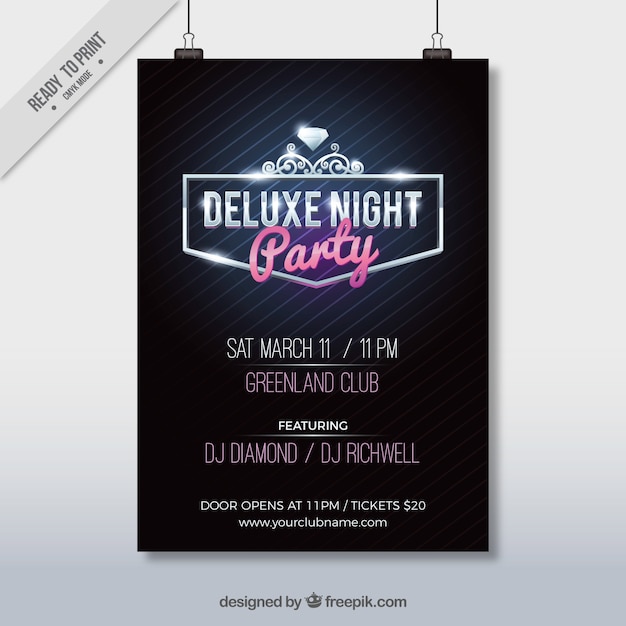 Gratis vector luxe party poster template