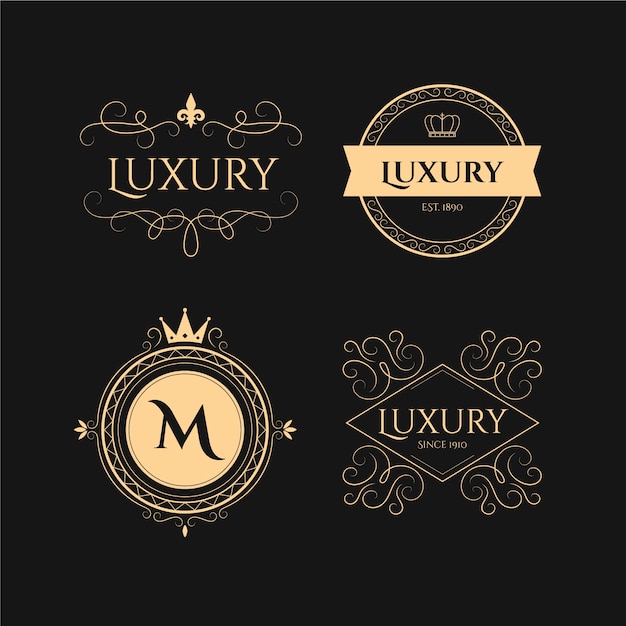 Gratis vector luxe retro logo set