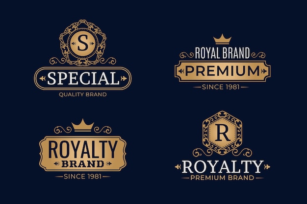 Gratis vector luxe retro logo sjabloon set